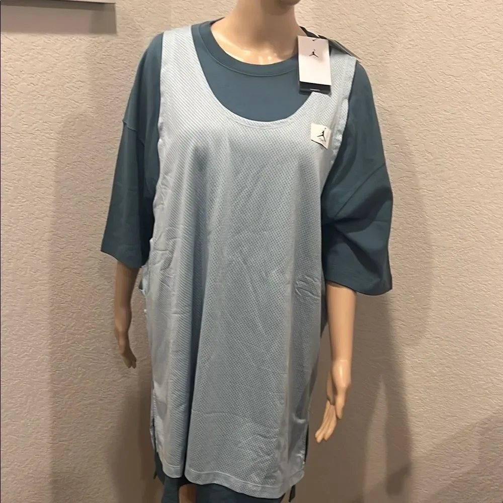 Nwt Jordan Women's Midi Dress in dark Teal and Light teal - Picture 5 of 9